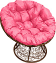 Кресло M-Group Папасан 12020208 (коричневый ротанг/розовая подушка)
