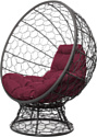 Кресло M-Group Кокос на подставке 11590302 (серый ротанг/бордовая подушка)