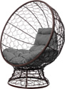 Кресло M-Group Кокос на подставке 11590209 (коричневый ротанг/серая подушка)