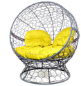 Кресло M-Group Апельсин 11520311 (серый ротанг/желтая подушка)