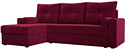 Угловой диван Mio Tesoro Верона лайт левый (микровельвет, бордовый)