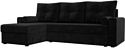 Угловой диван Mio Tesoro Верона лайт левый (велюр, черный)