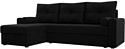 Угловой диван Mio Tesoro Верона лайт левый (микровельвет, черный)