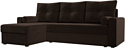 Угловой диван Mio Tesoro Верона лайт левый (микровельвет, коричневый)