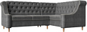 Угловой диван Лига диванов Бронкс правый 107301 (рогожка, серый/бежевый)