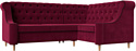 Угловой диван Лига диванов Бронкс правый 110360 (микровельвет бордовый)