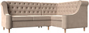 Угловой диван Лига диванов Бронкс правый 110361 (велюр, бежевый/коричневый)