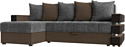 Угловой диван Лига диванов Венеция левый 108436L (рогожка серый/коричневый)