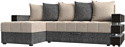 Угловой диван Лига диванов Венеция левый 108437L (рогожка бежевый/серый)