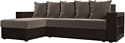 Угловой диван Лига диванов Дубай лайт левый (велюр коричневый/экокожа коричневый)