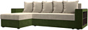 Угловой диван Лига диванов Дубай лайт левый (микровельвет бежевый/зеленый)
