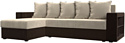 Угловой диван Лига диванов Дубай лайт левый (микровельвет бежевый/коричневый)