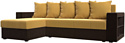 Угловой диван Лига диванов Дубай лайт левый (микровельвет желтый/коричневый)