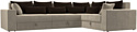 Угловой диван Лига диванов Майами Long 92 правый (микровельвет бежевый/подушки коричневые)