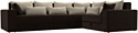 Угловой диван Лига диванов Майами Long 92 правый (микровельвет коричневый/подушки бежевые)