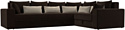 Угловой диван Лига диванов Майами Long 92 правый (микровельвет коричневый/подушки коричневые/бежевые)