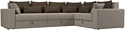 Угловой диван Лига диванов Майами Long 92 правый (рогожка бежевый/подушки коричневые)