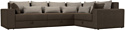 Угловой диван Лига диванов Майами Long 92 правый (рогожка коричневый/подушки бежевые)