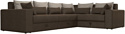 Угловой диван Лига диванов Майами Long 92 правый (рогожка коричневый/подушки бежевые/коричневые)