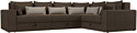Угловой диван Лига диванов Майами Long 92 правый (рогожка коричневый/подушки коричневые/бежевые)