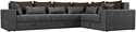 Угловой диван Лига диванов Майами Long 92 правый (рогожка серый/подушки коричневые/серые)