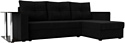 Угловой диван Лига диванов Атланта Лайт 256 правый (микровельвет черный)