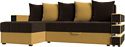 Угловой диван Лига диванов Венеция левый 108442L (микровельвет коричневый/желтый)