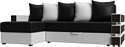Угловой диван Лига диванов Венеция левый 27944L (экокожа черный/белый)