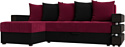Угловой диван Лига диванов Венеция левый 27954L (микровельвет бордовый/черный)
