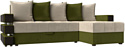 Угловой диван Лига диванов Венеция правый 108432 (микровельвет бежевый/зеленый)