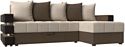Угловой диван Лига диванов Венеция правый 108433 (рогожка бежевый/коричневый)