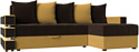 Угловой диван Лига диванов Венеция правый 108442 (микровельвет коричневый/желтый)