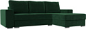 Угловой диван Лига диванов Дрезден правый (велюр зеленый)