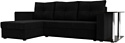 Угловой диван Лига диванов Атланта Лайт 256 левый (микровельвет черный)