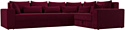 Угловой диван Лига диванов Майами Long правый 114888 (микровельвет бордовый)