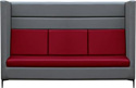 Диван Brioli Дирк трехместный (экокожа, L21-L16 (серый, вишневые вставки)
