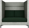 Диван Brioli Дирк двухместный (рогожка, J20-J8 (серый, зеленые вставки)