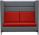 Диван Brioli Дирк двухместный (экокожа, L21-L19 (серый, красные вставки)