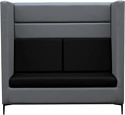 Диван Brioli Дирк двухместный (экокожа, L21-L22 (серый, черные вставки)