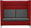 Диван Brioli Дирк двухместный (экокожа, L19-L20 (красный, серые вставки)
