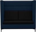 Диван Brioli Дирк двухместный (экокожа, L18-L22 (синий, черные вставки)
