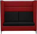 Диван Brioli Дирк двухместный (экокожа, L19-L22 (красный, черные вставки)