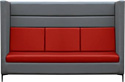 Диван Brioli Дирк трехместный (экокожа, L21-L19 (серый, красные вставки)
