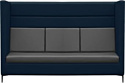 Диван Brioli Дирк трехместный (экокожа, L18-L20 (синий, серые вставки)