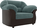 Интерьерное кресло Лига диванов Карнелла 105822 (велюр, бирюзовый/экокожа, коричневый)