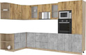 Готовая кухня Интерлиния Мила 1.68x3.2 левая без столешницы (дуб золотой/бетон)