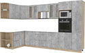 Готовая кухня Интерлиния Мила 1.68x3.4 левая без столешницы (бетон/бетон)