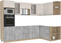 Готовая кухня Интерлиния Мила 1.68x2.8 левая без столешницы (вудлайн кремовый/бетон)