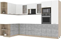 Готовая кухня Интерлиния Мила 1.68x3.2 левая без столешницы (белый платинум/бетон)