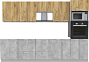 Готовая кухня Интерлиния Мила Лайт 3.0 ВТ без столешницы (дуб золотой/бетон)
